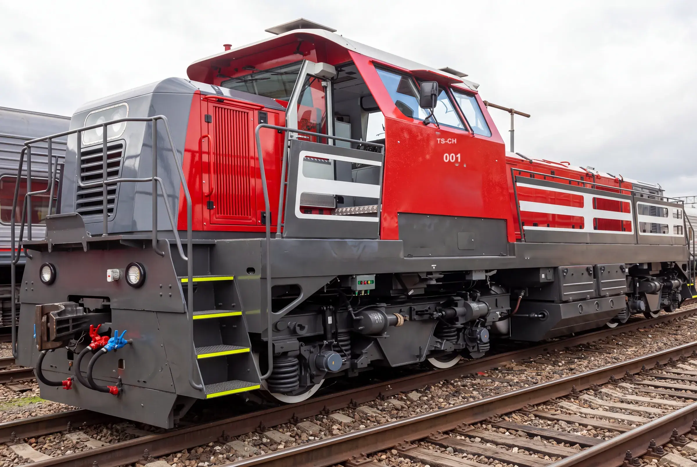 Repainted locomotive body outdoors