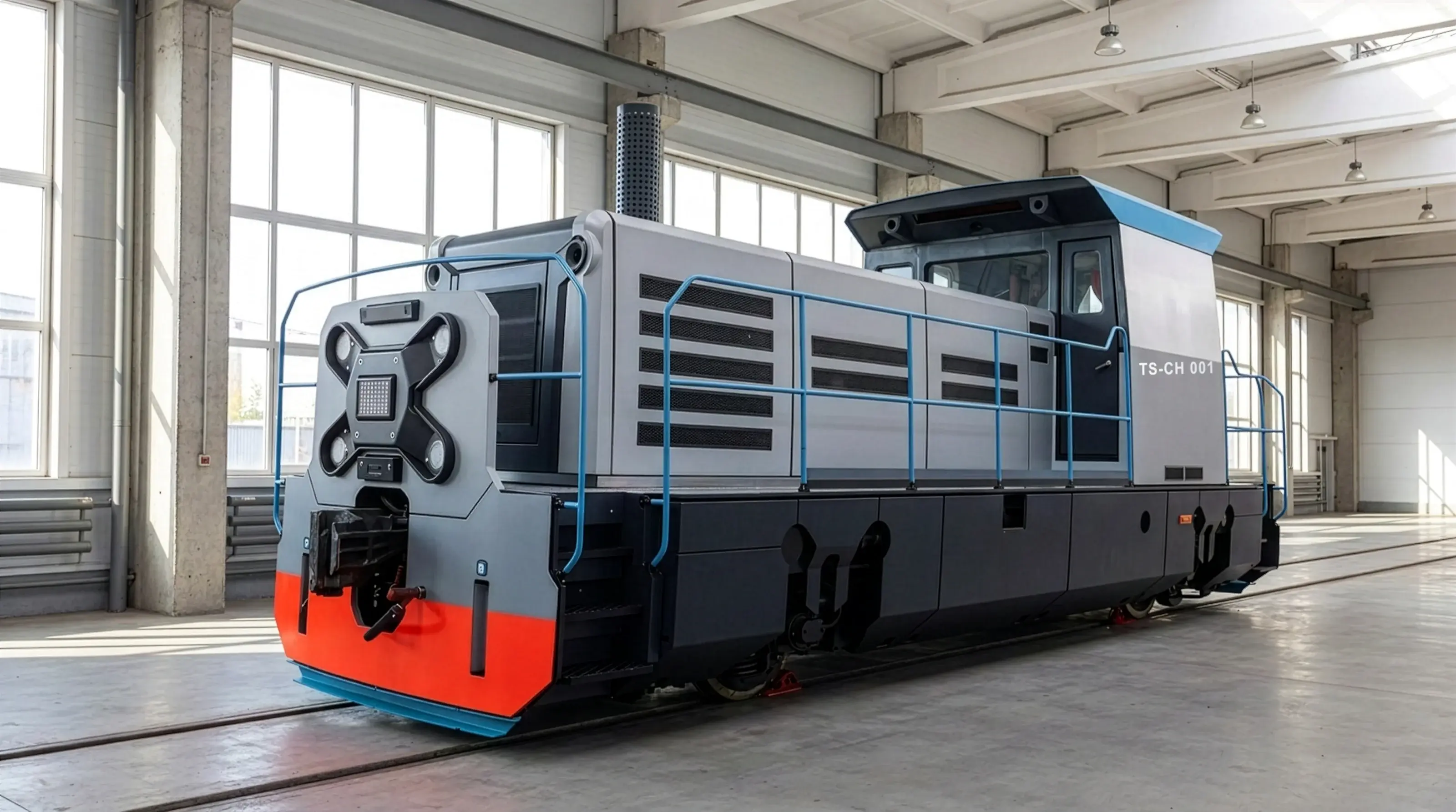 TS-CH 001 shunting locomotive after deep modernization, in the depot
